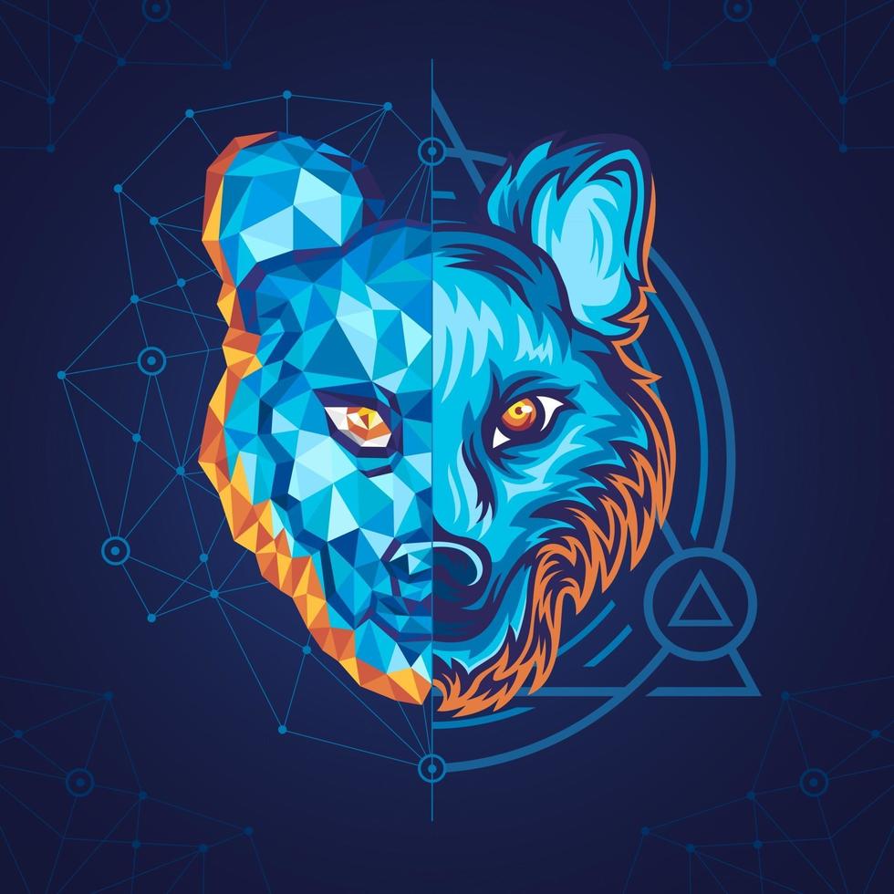 Geometric Wolf with half polygon style vector