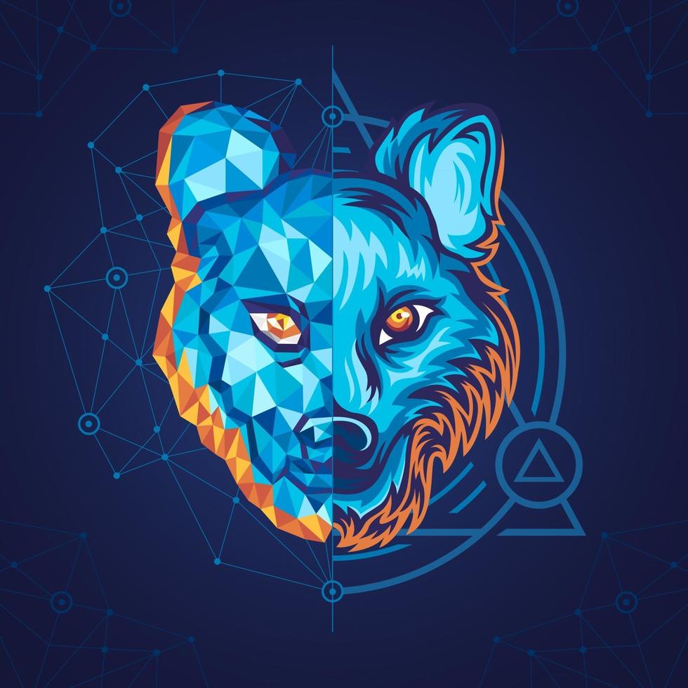 lobo geométrico con estilo de medio polígono vector