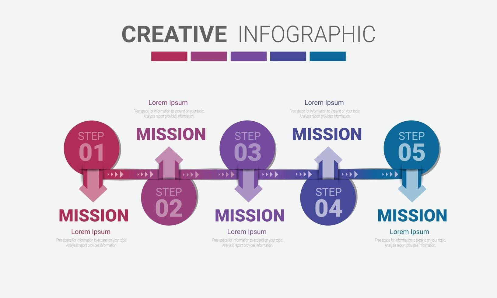 Plantilla de diseño infográfico con opción de números 5. vector