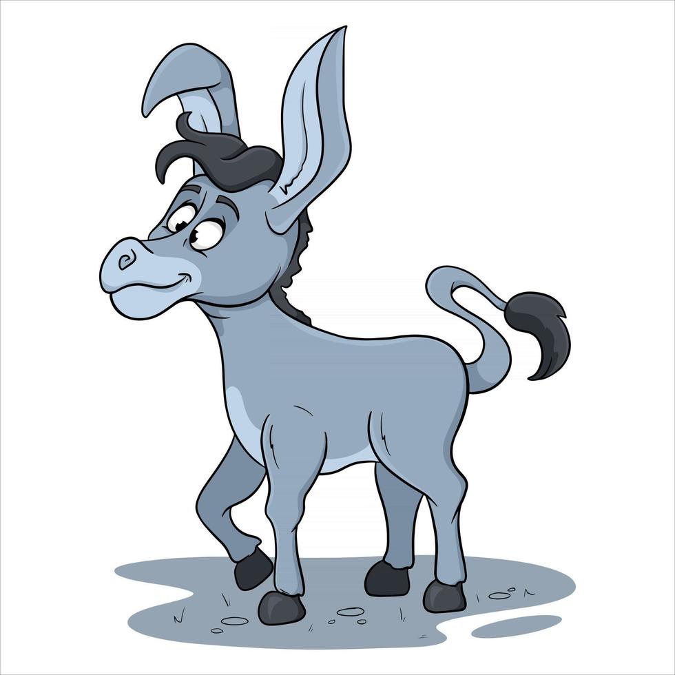 Animal character funny donkey in cartoon style vector