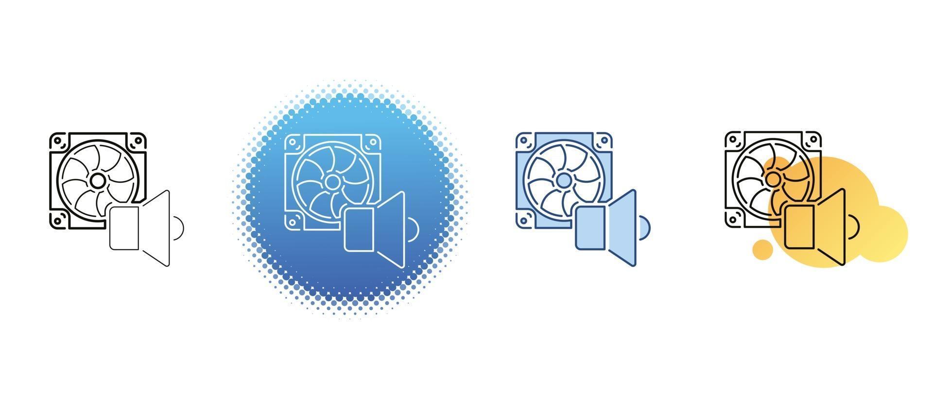 This is a set of contour and color icons for the computer cooler noise vector
