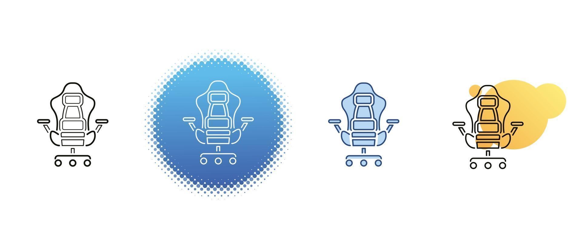 This is a set of contour and color icons of a computer chair vector