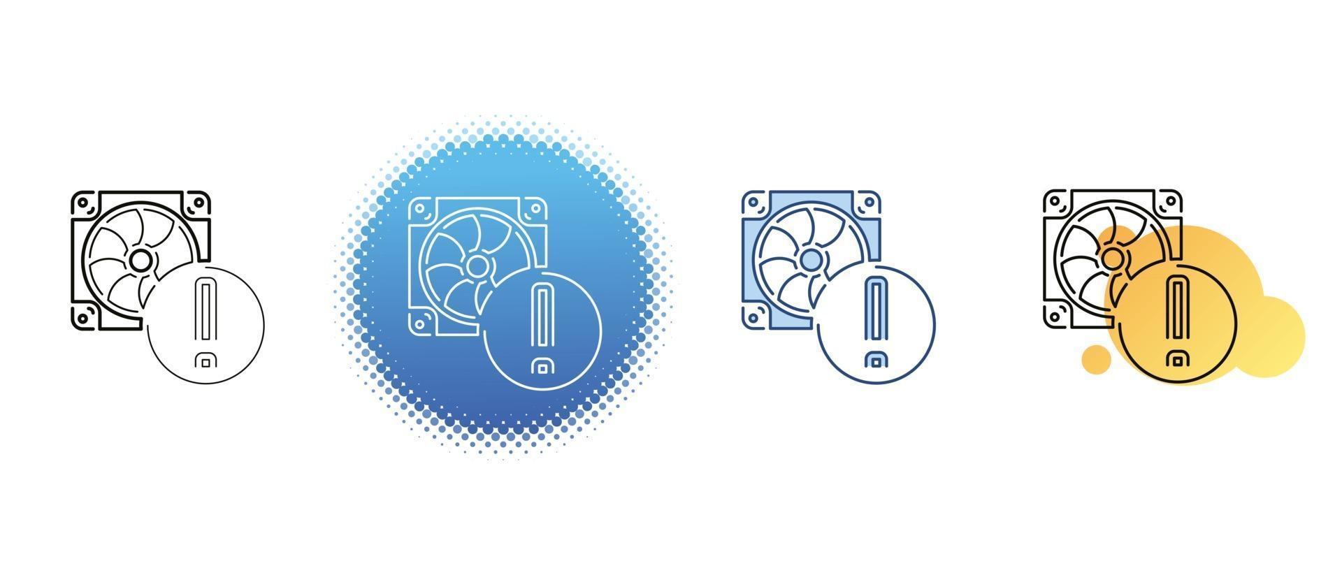 This is a set of contour and color icons of the computer cooler vector