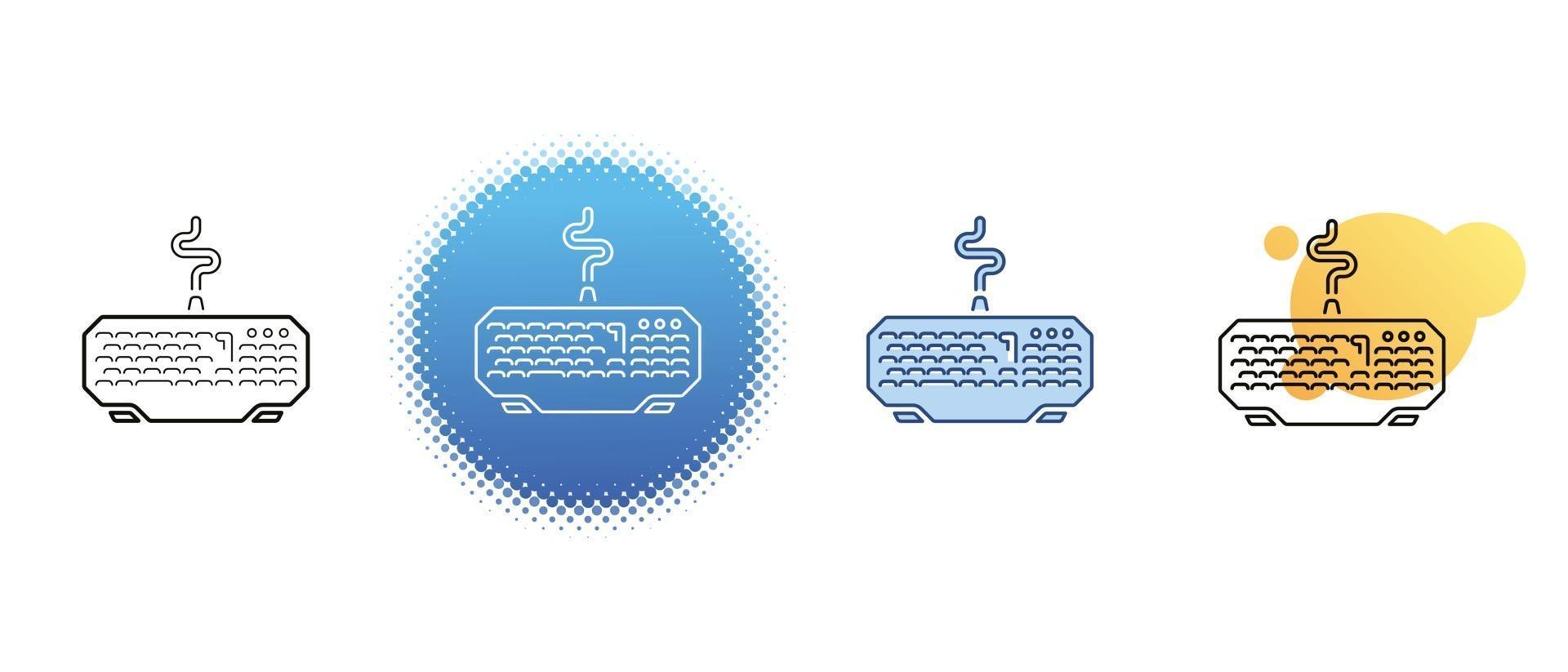 This is a set of contour and color icons for a wired keyboard vector