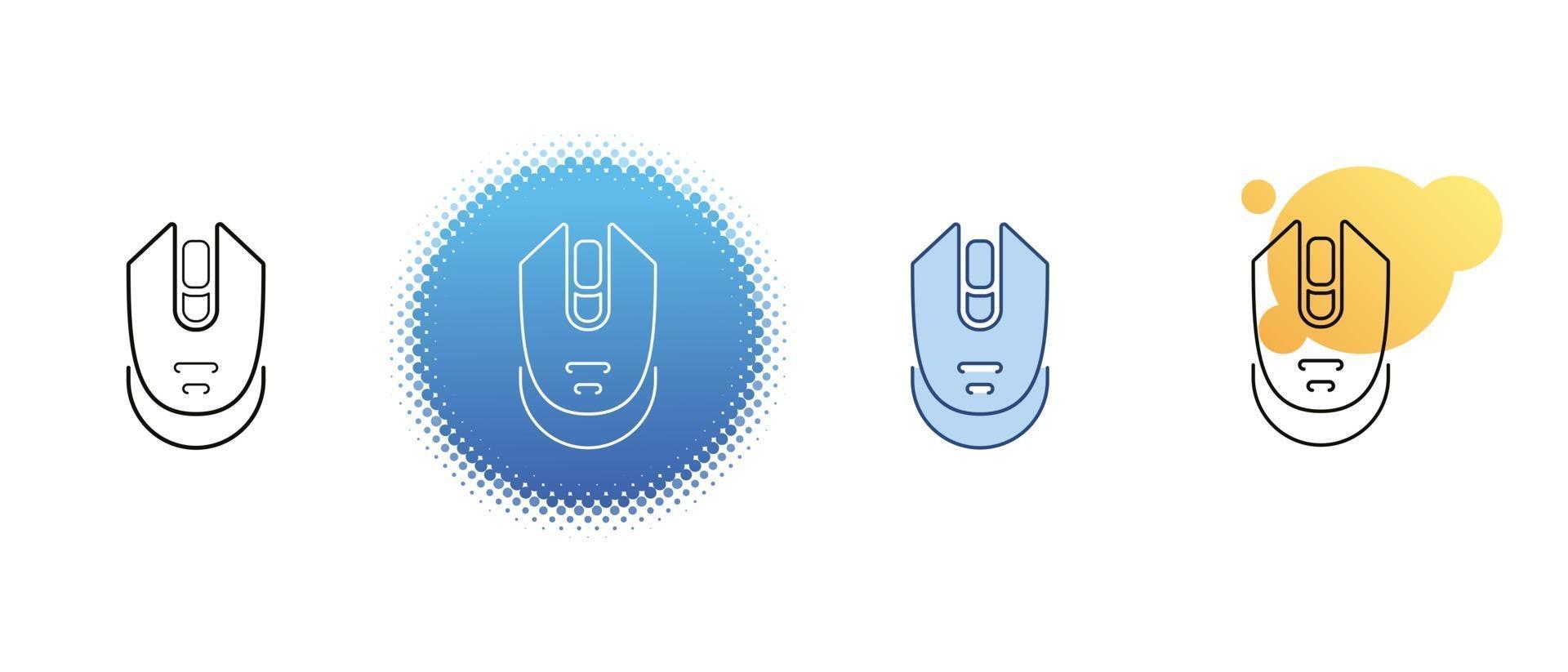 This is a set of contour and color icons of a wireless computer mouse vector