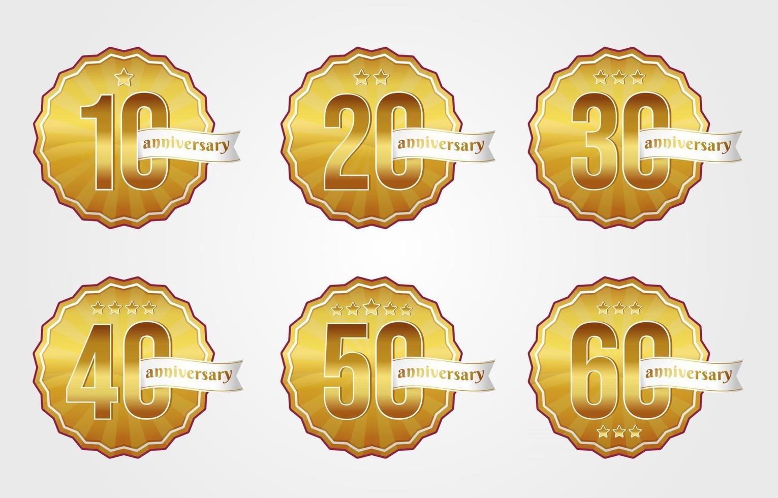 colecciones de insignias de aniversario de oro vector