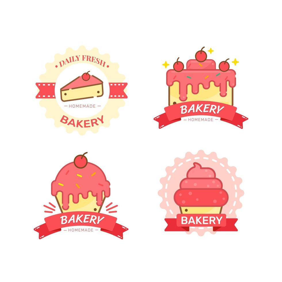 Diseño de etiquetas de panadería dulce y pan para tienda de dulces. vector