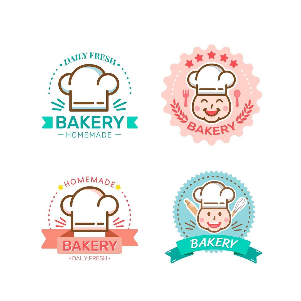 Diseño de etiquetas de panadería dulce y pan para tienda de dulces. vector