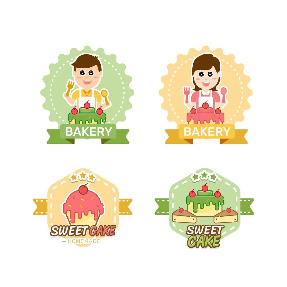 Sweet bakery and bread labels design for sweets shop vector