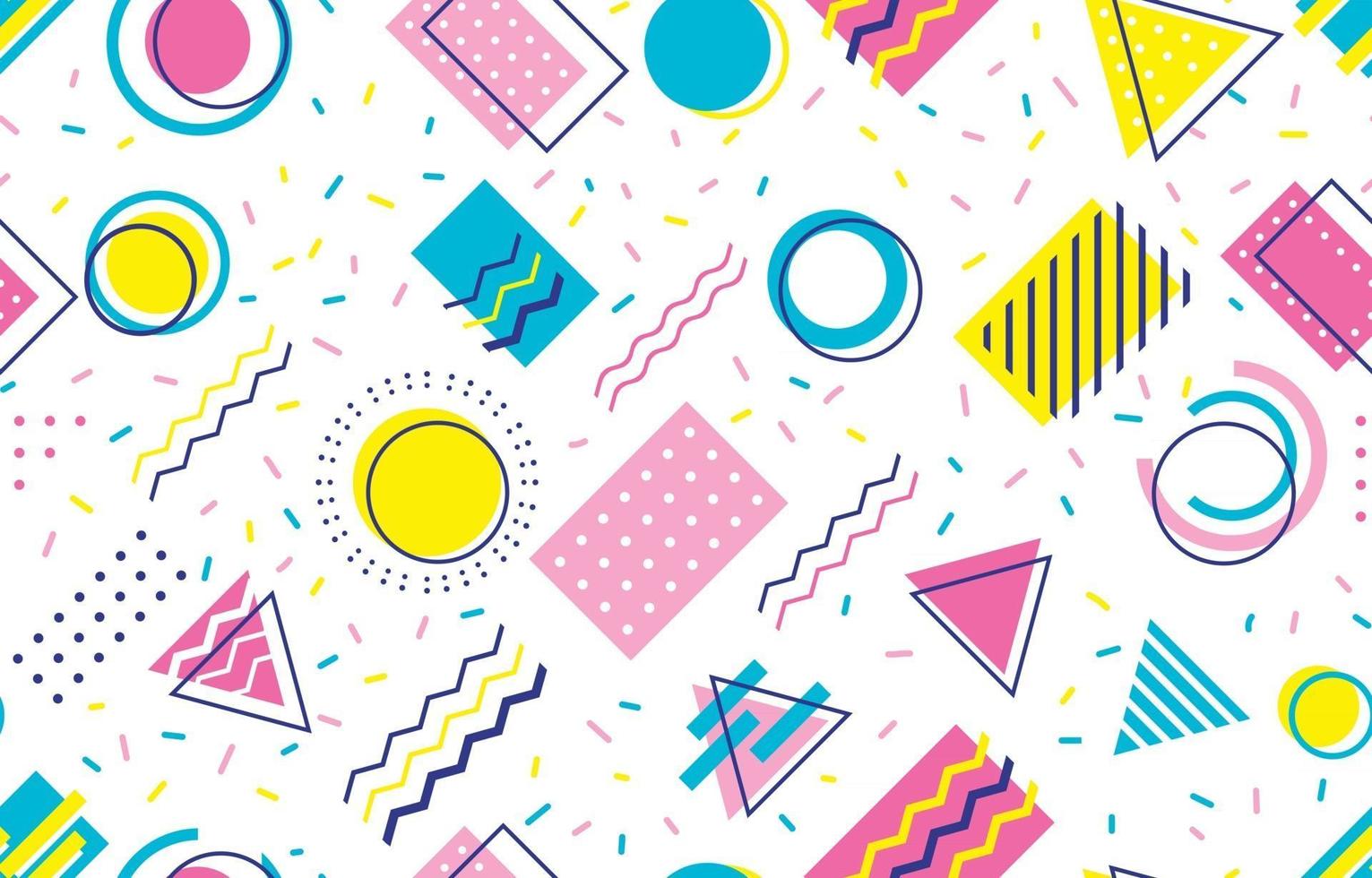 90's Pop Memphis Design Elements Seamless pattern vector