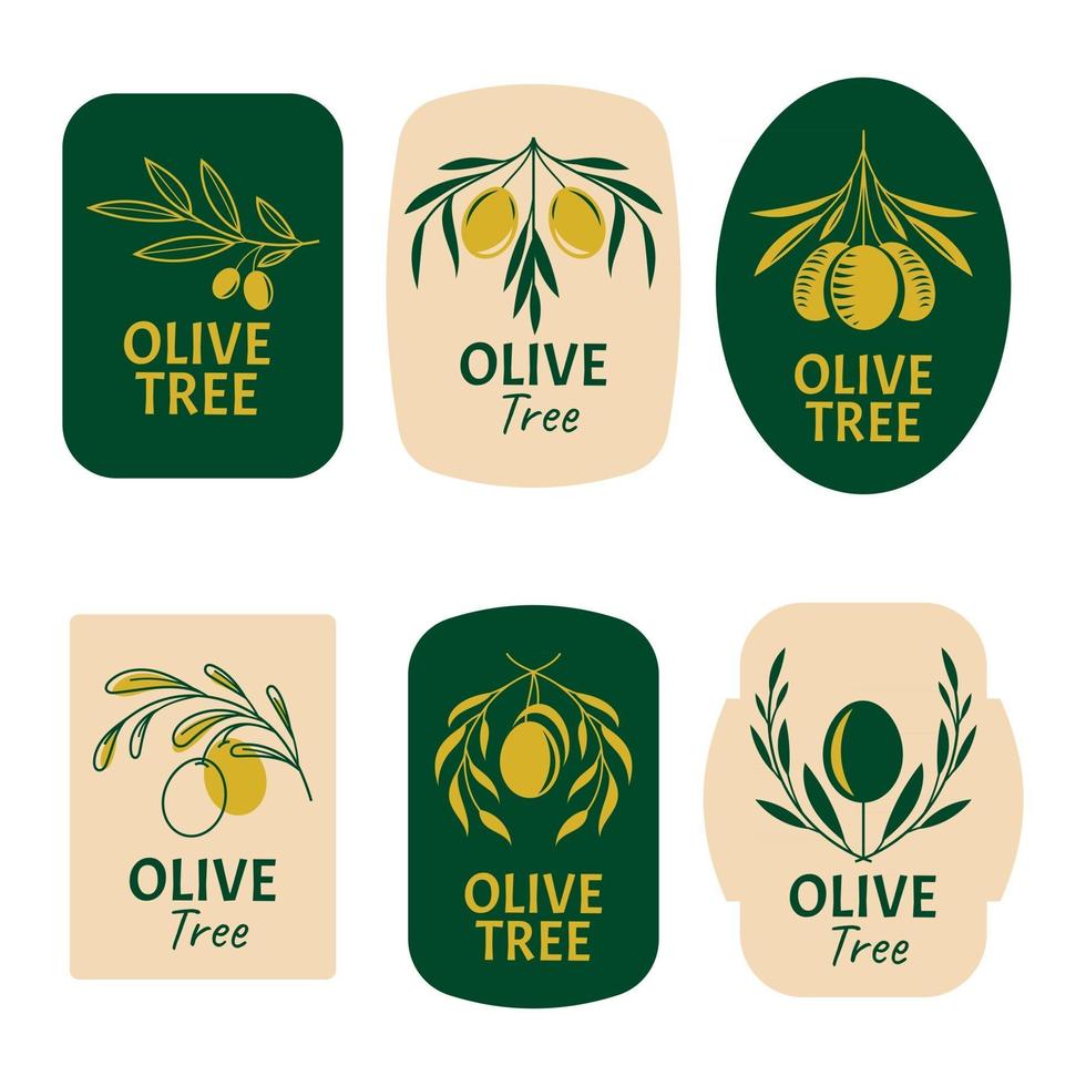 Set of olive Tree Logo vector