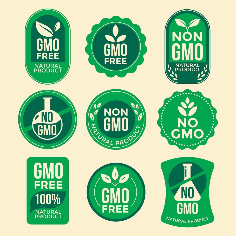 Set of Green GMO Free Emblems vector