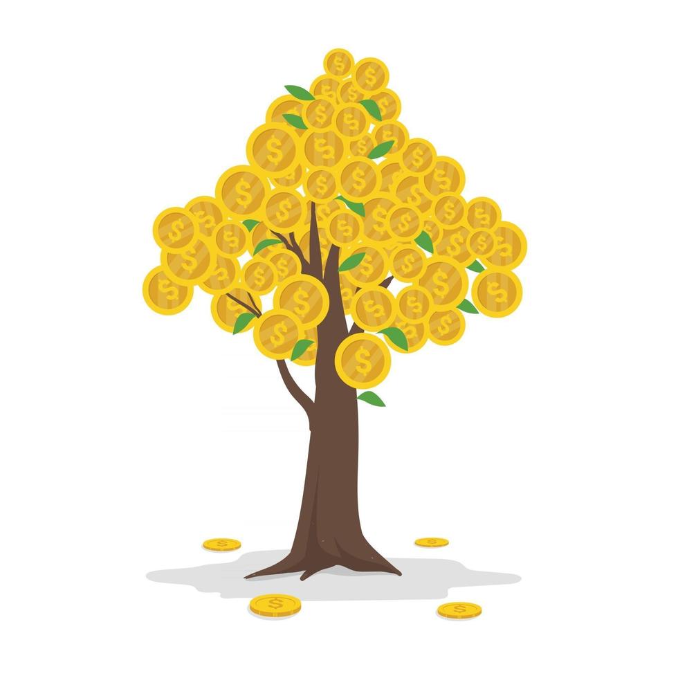 árbol de dinero aislado sobre fondo blanco vector