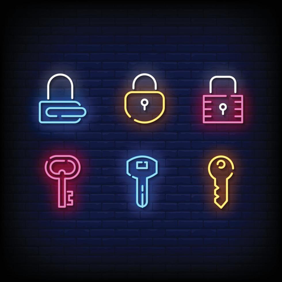 Lock Symbol Neon Signs Style Text Vector