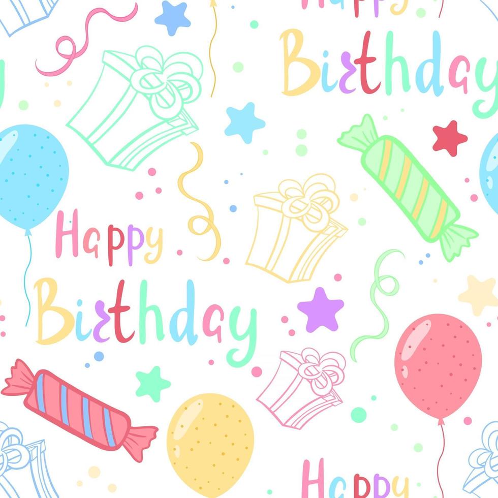 Happy birthday seamless pattern vector illustration