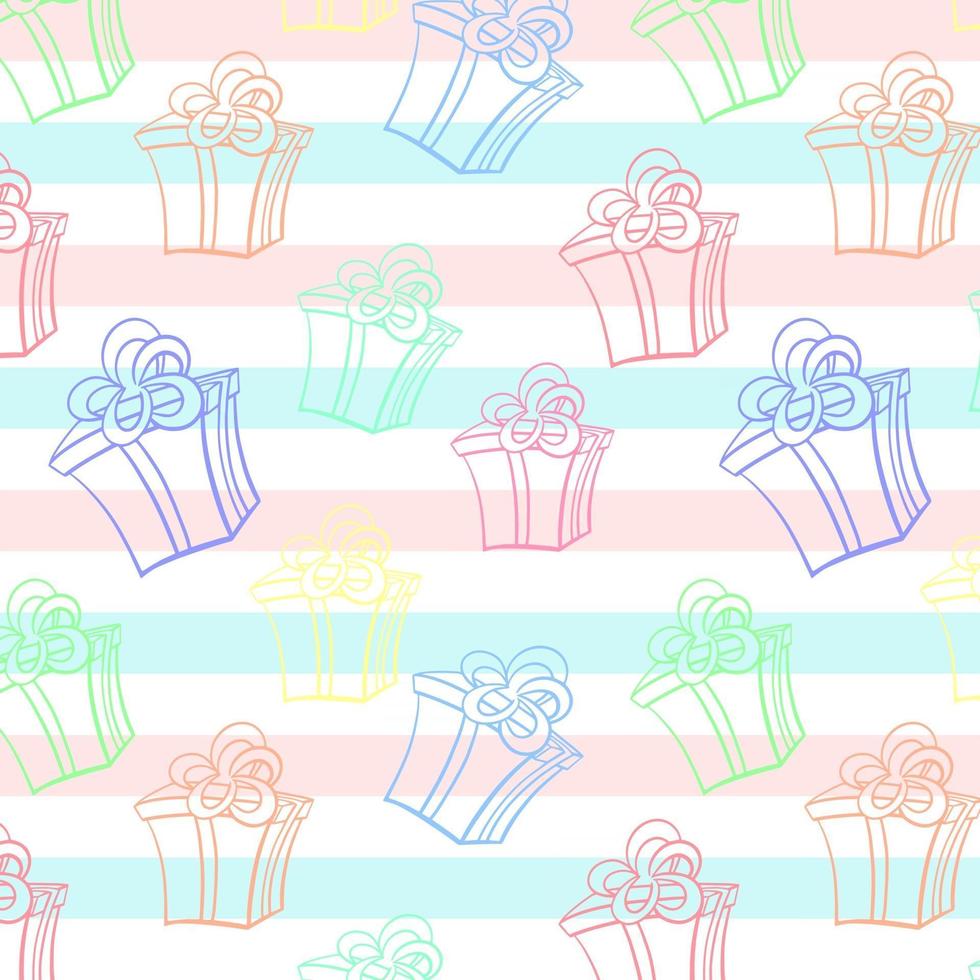 Gift boxes on a striped background vector illustration