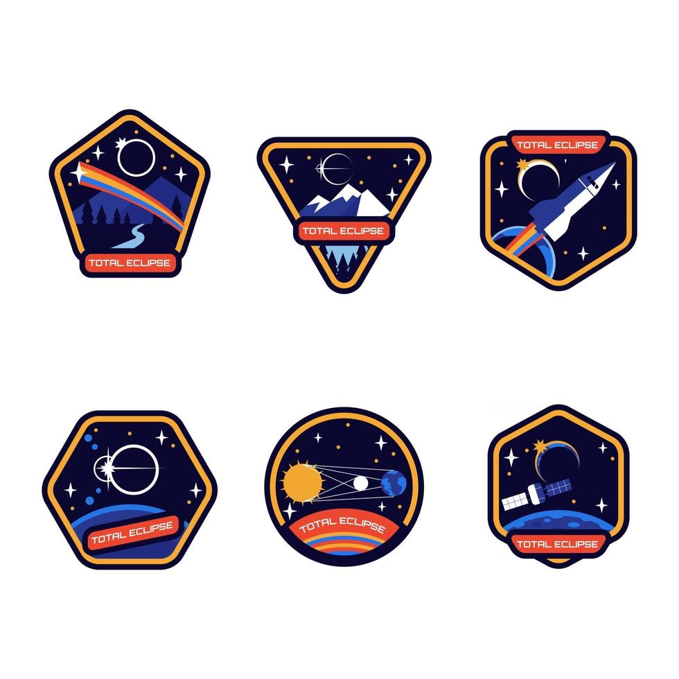 varias insignias de eclipse total vector