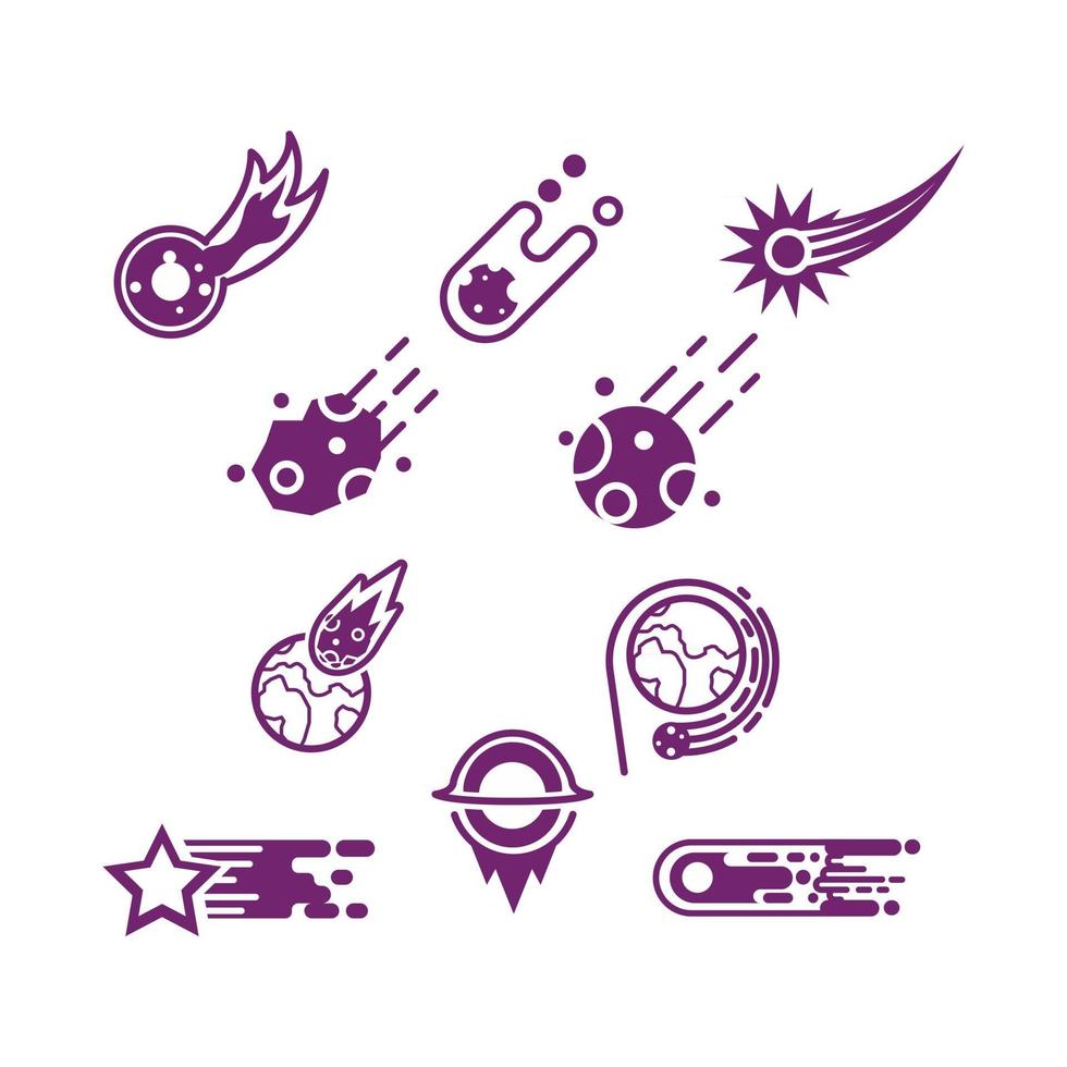 Set of meteor icons in various style vector