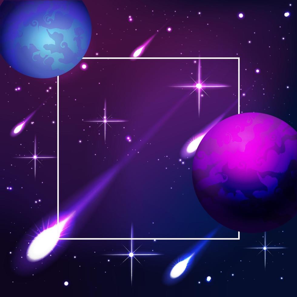 Space planets background with meteor blazing vector