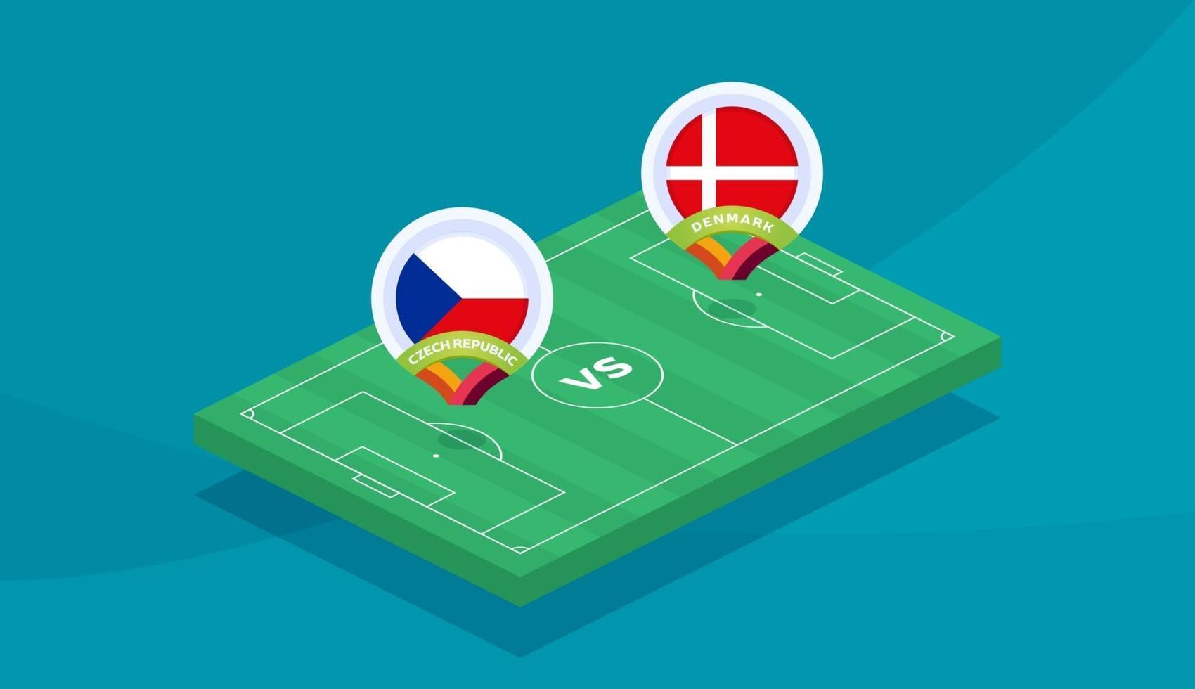 czech republic vs denmark match vector illustration Football 2020 championship