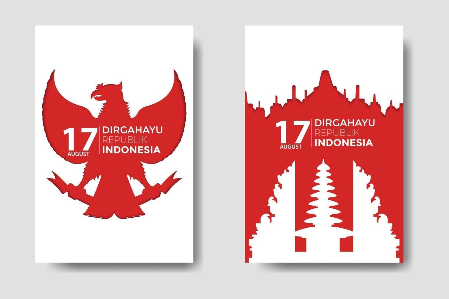 Indonesia Independence Day With Landmark Papercut Bundle vector