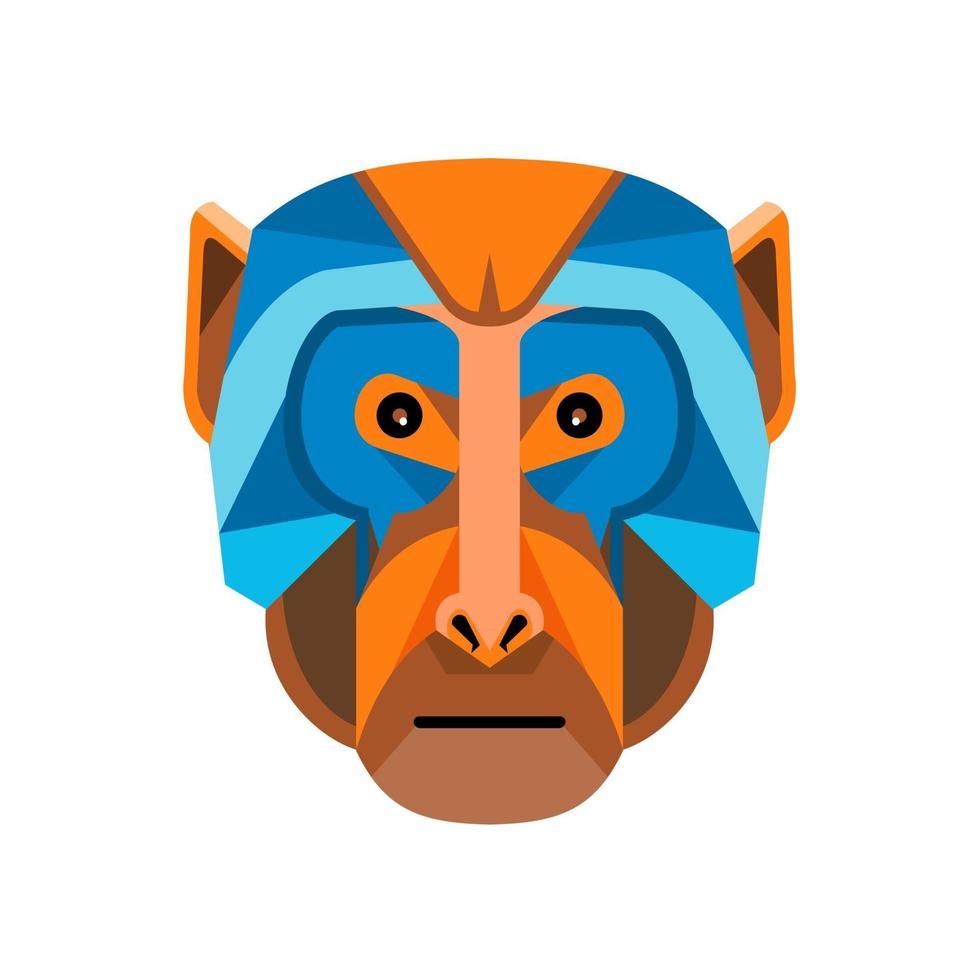 Rhesus macaque head front mascot vector art