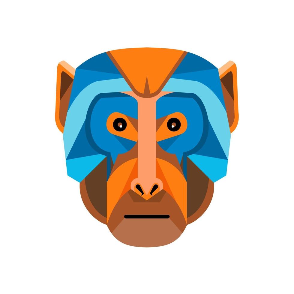 macaco rhesus, cabeza, frente, mascota, vector, arte vector