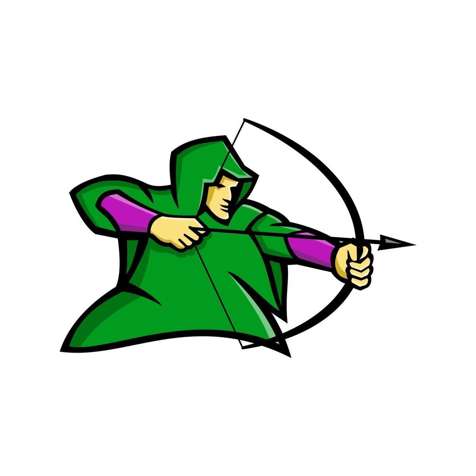 medieval archer with bow and arrow mascot vector art