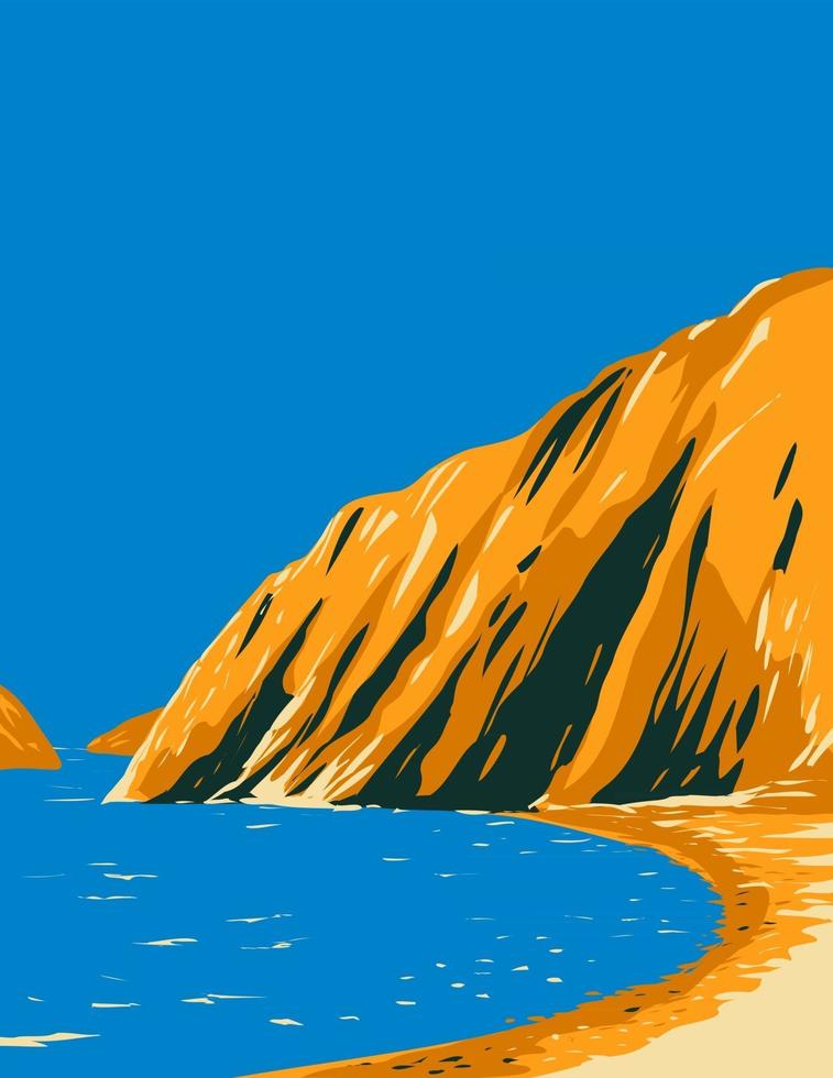 A Beach in Santa Cruz Island Located in the Channel Islands National Park California USA WPA Poster Art vector