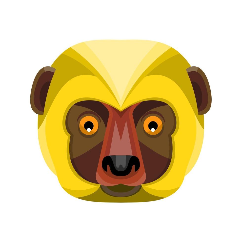 Diademed Sifaka Lemur Head Flat Icon vector