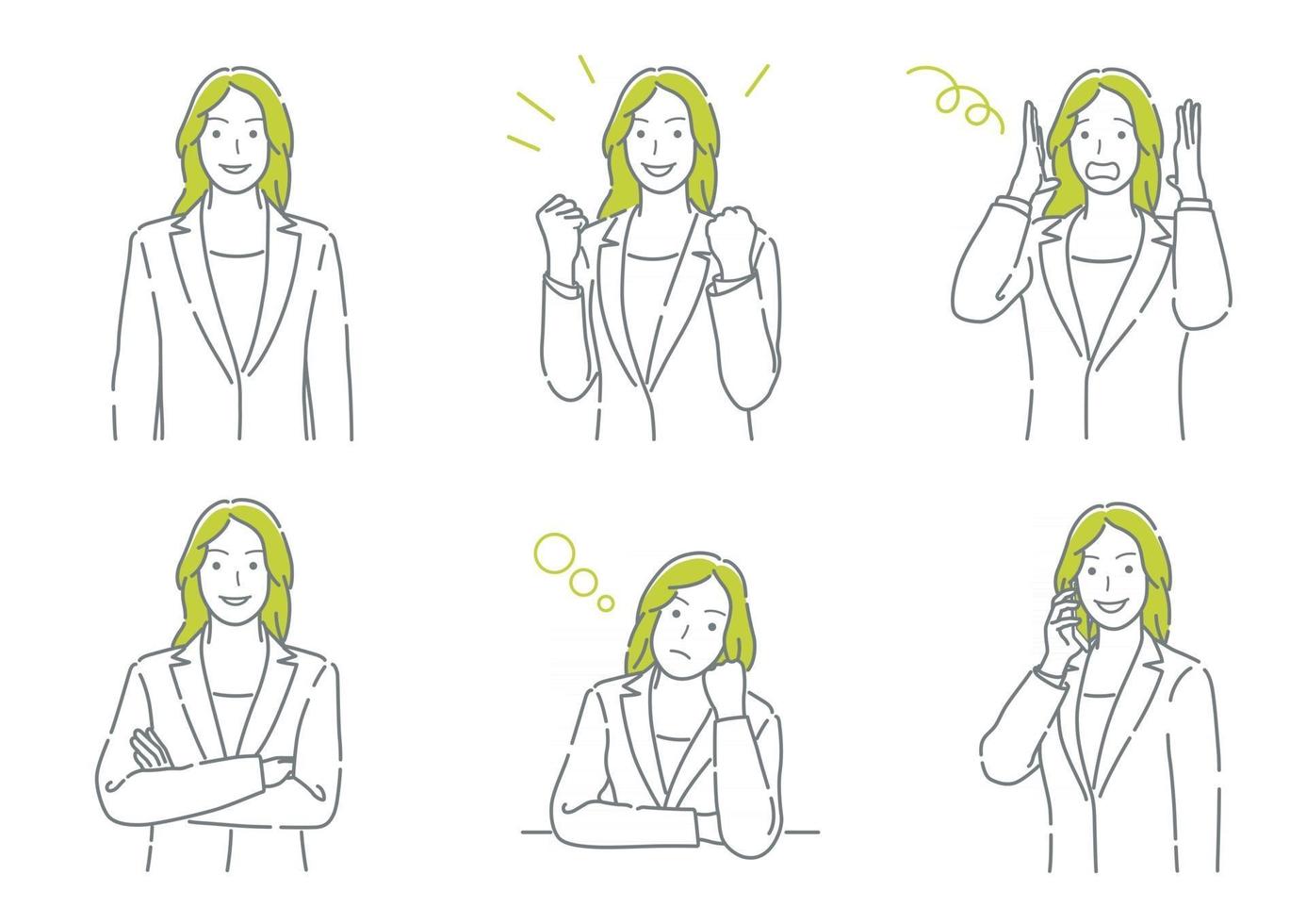 Set Of Vector Businessperson With Different Poses Expressing A Variety Of Emotions Isolated On A White Background