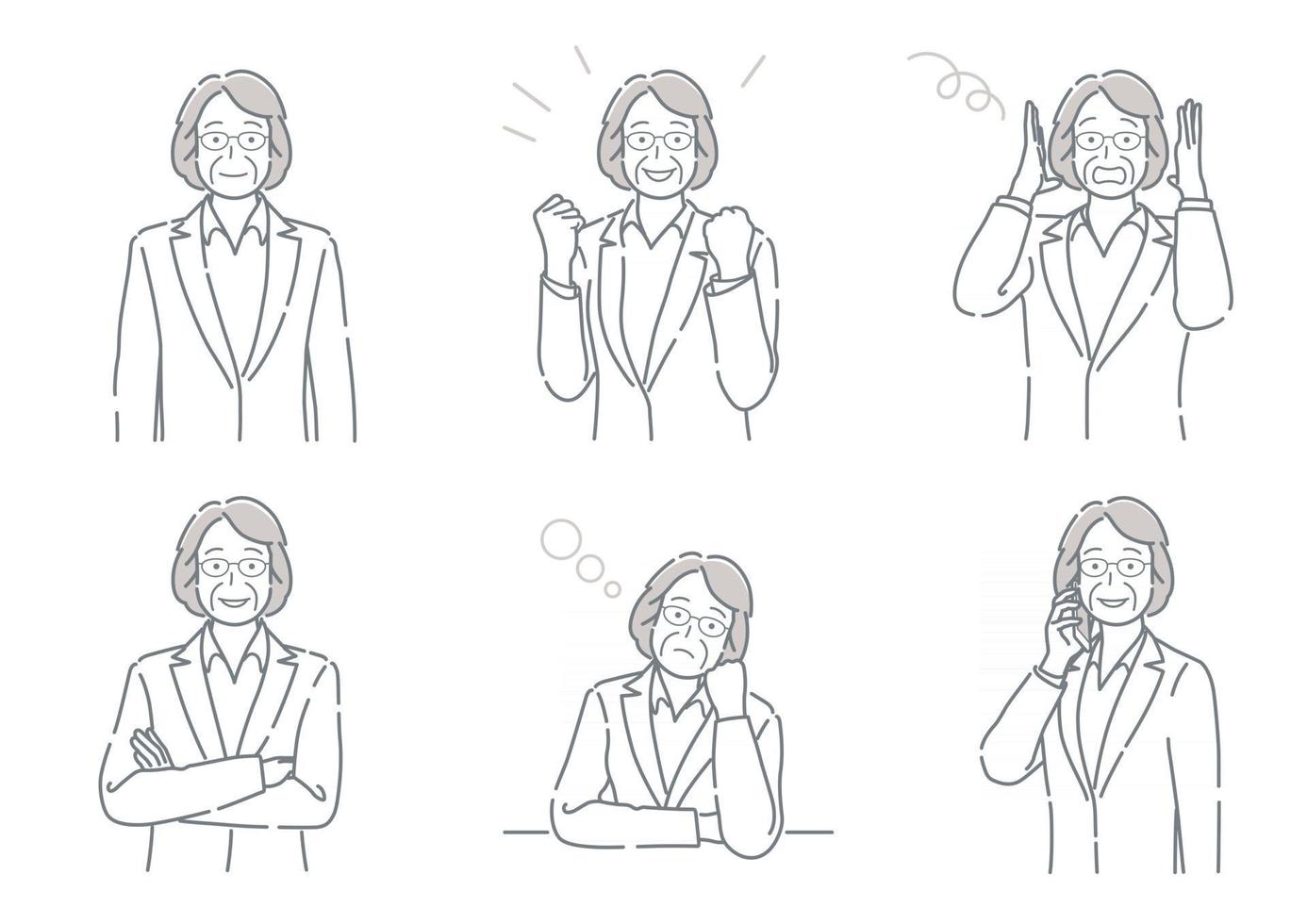 Set Of Vector Businessperson With Different Poses Expressing A Variety Of Emotions Isolated On A White Background