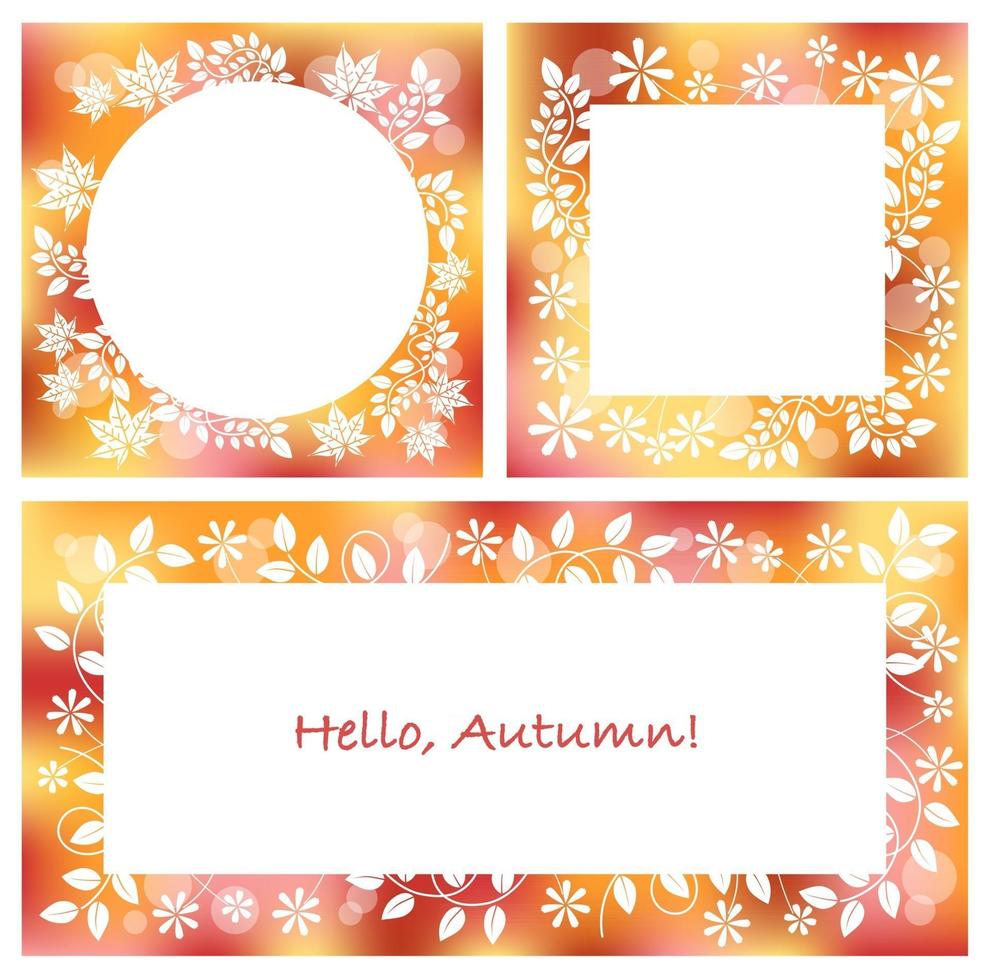 Autumn Botanical Frames Set Isolated On A White Background. Vector illustration.