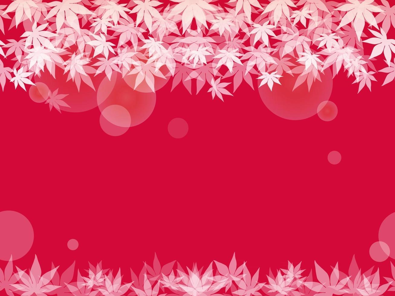 Seamless Maple Leaf Frame On A Red Background. Horizontally repeatable. Vector illustration.
