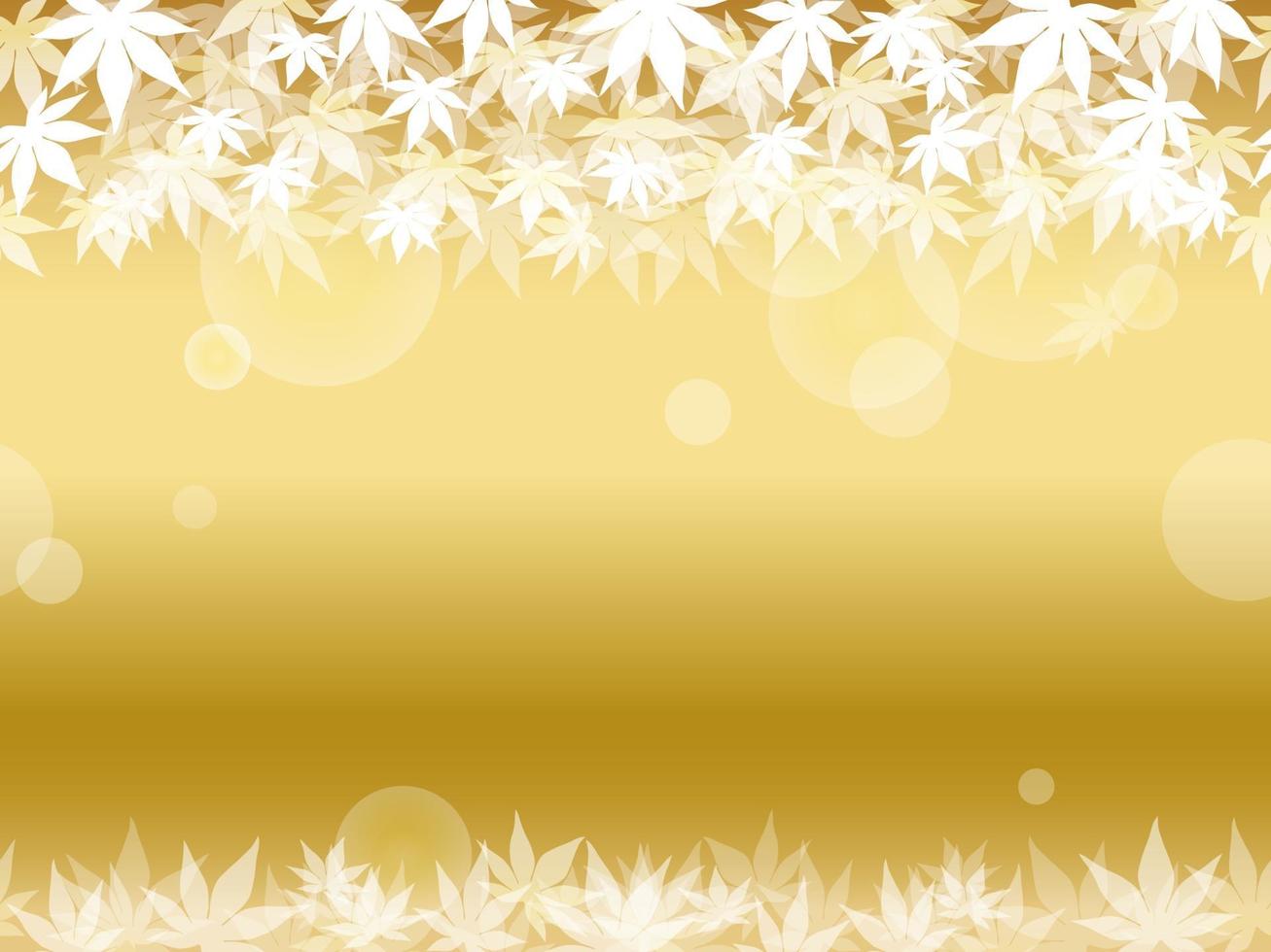 Seamless White Maple Leaf Frame On A Gold Background. Horizontally Repeatable. Vector illustration.