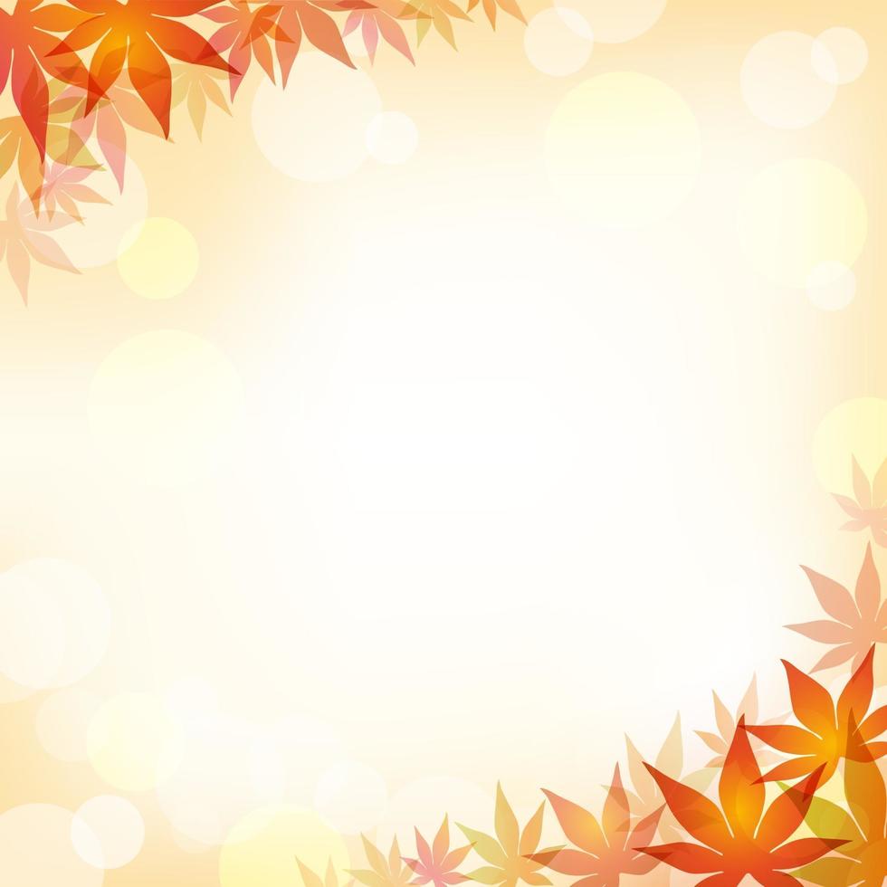 Autumn Maple Leaf Square Vector Frame With An Abstract Bokeh Background.
