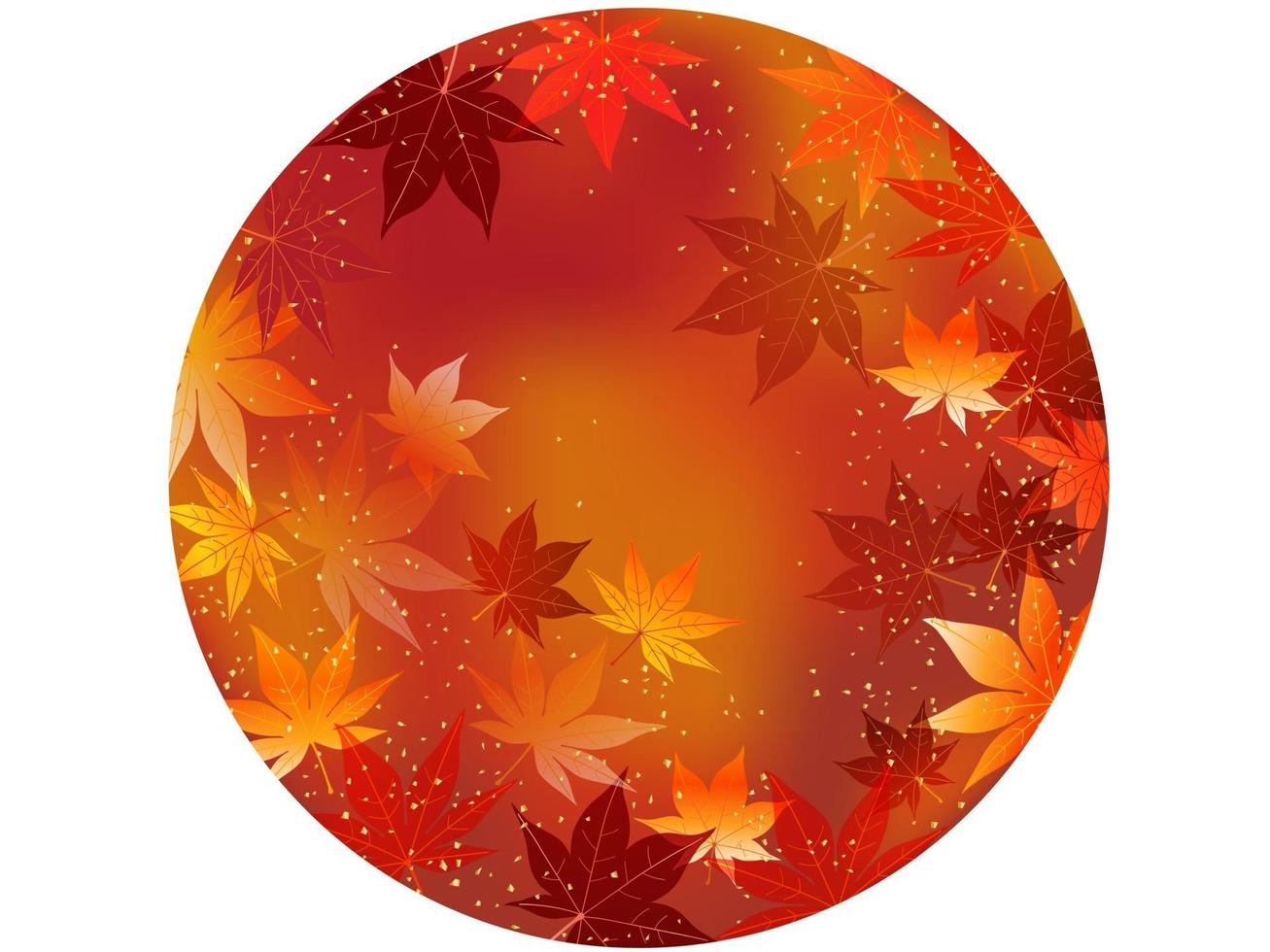 Autumn Maple Leaf Round Vector Background Isolated On A White Background.