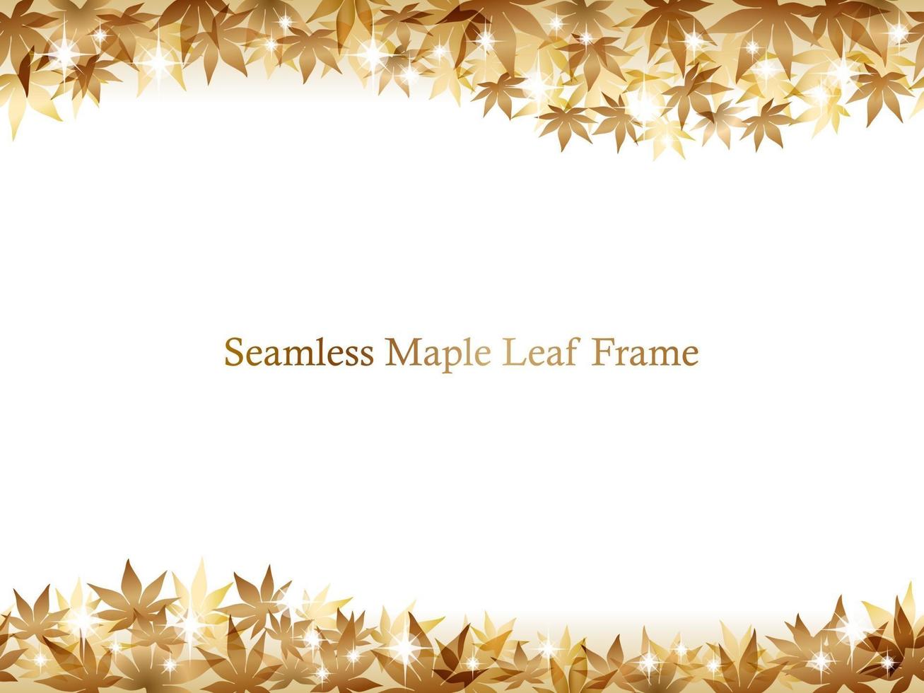 Seamless Gold Vector Maple Leaf Frame With Text Space Isolated On A White Background. Horizontally Repeatable.