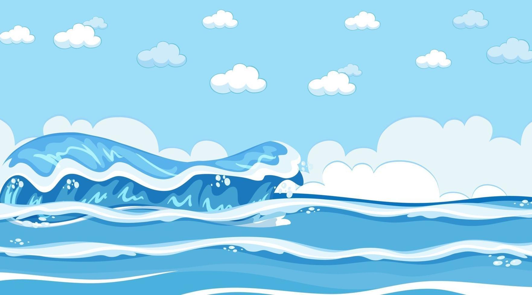 Beach landscape at day time scene with ocean wave vector