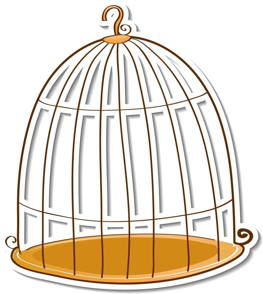 Empty bird cage sticker on white background vector