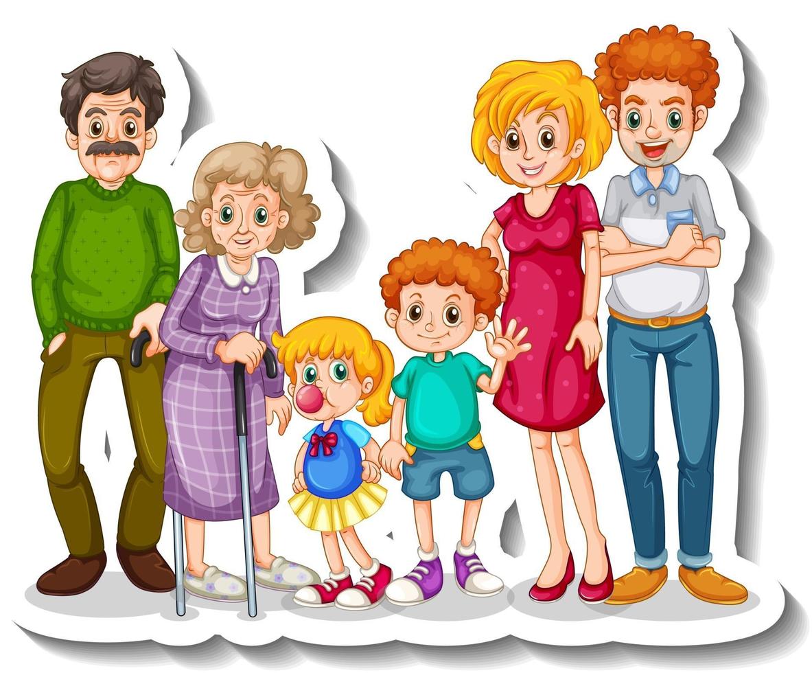 A sticker template with big family members cartoon character 2860841 Vector  Art at Vecteezy