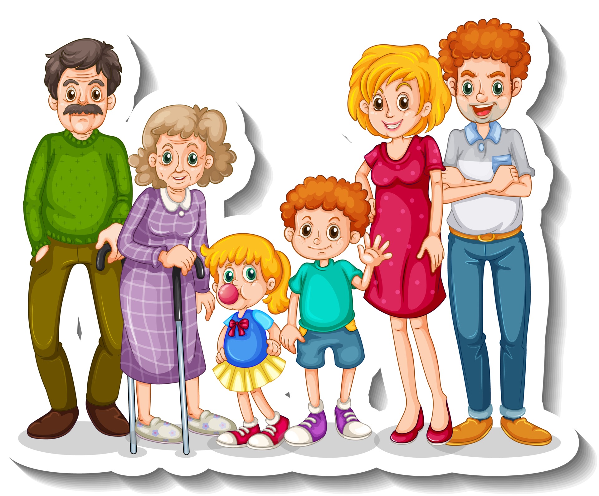 large family cartoon