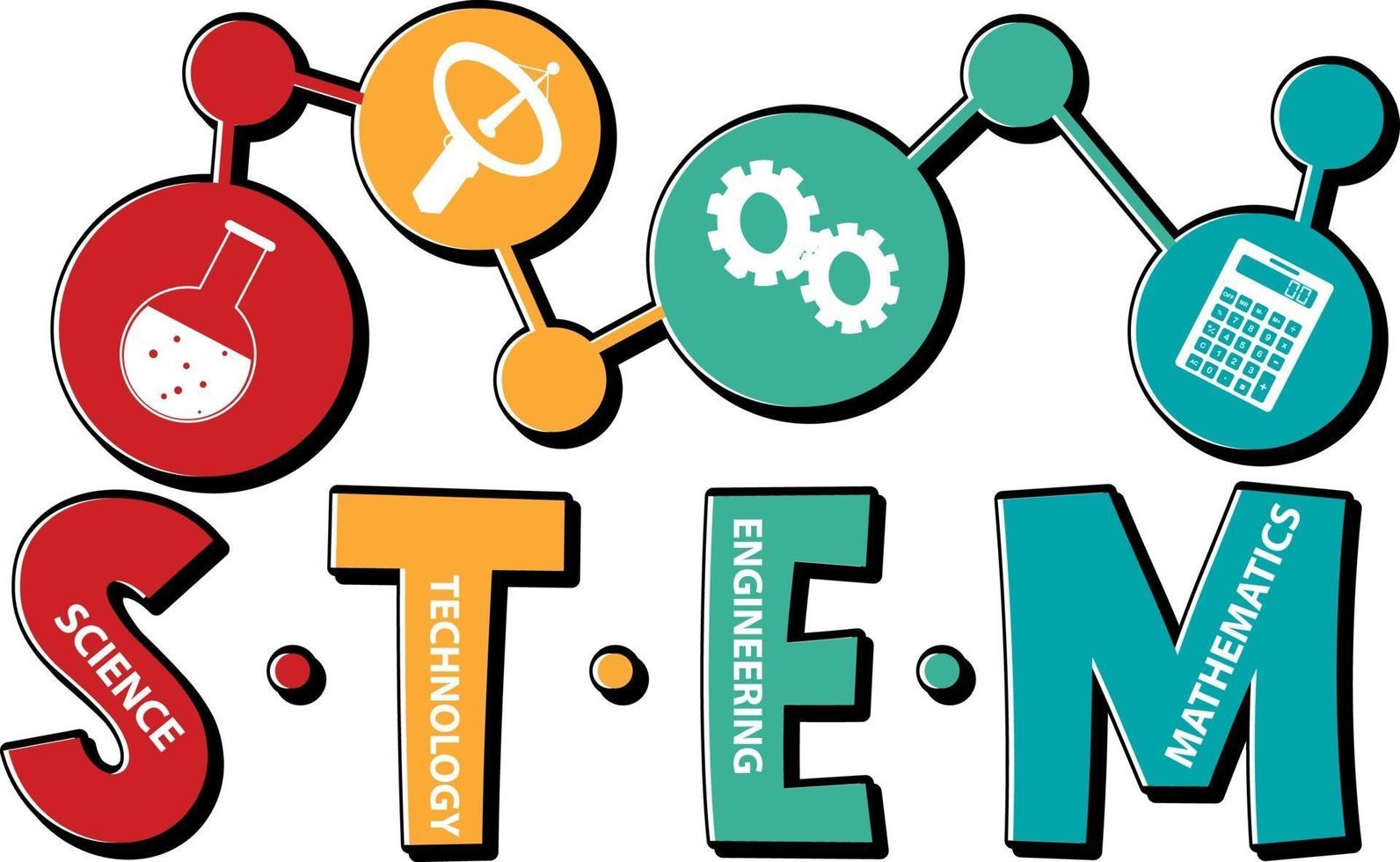 Colourful STEM education text icon vector