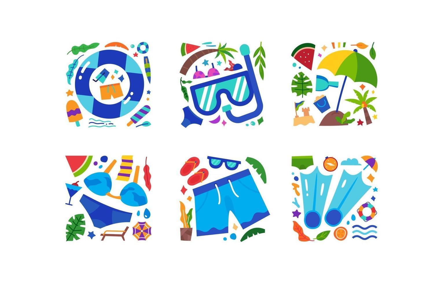 Swimming Activity Summer Icons vector