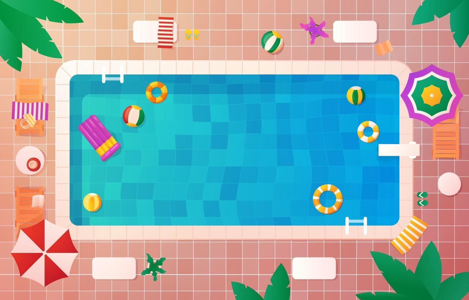 Summer Swimming Pool Top View Background vector