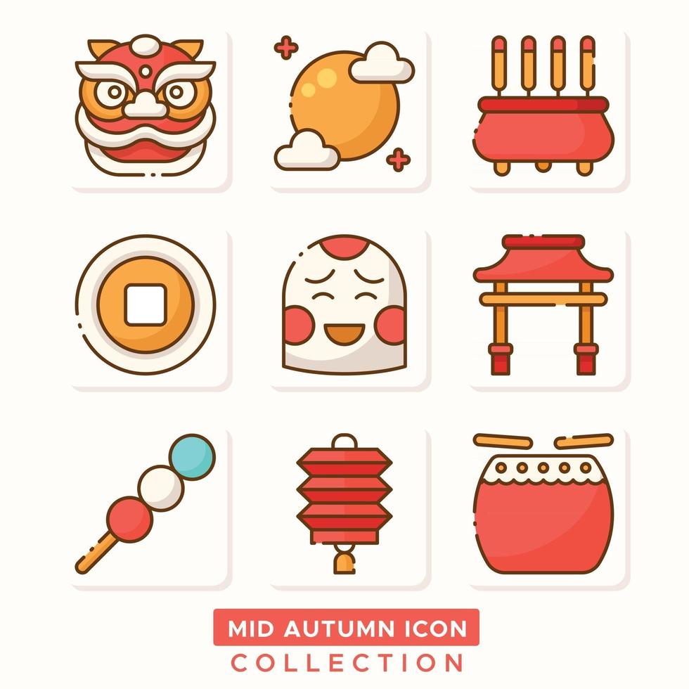Mid Autumn Festival Icon Collection vector