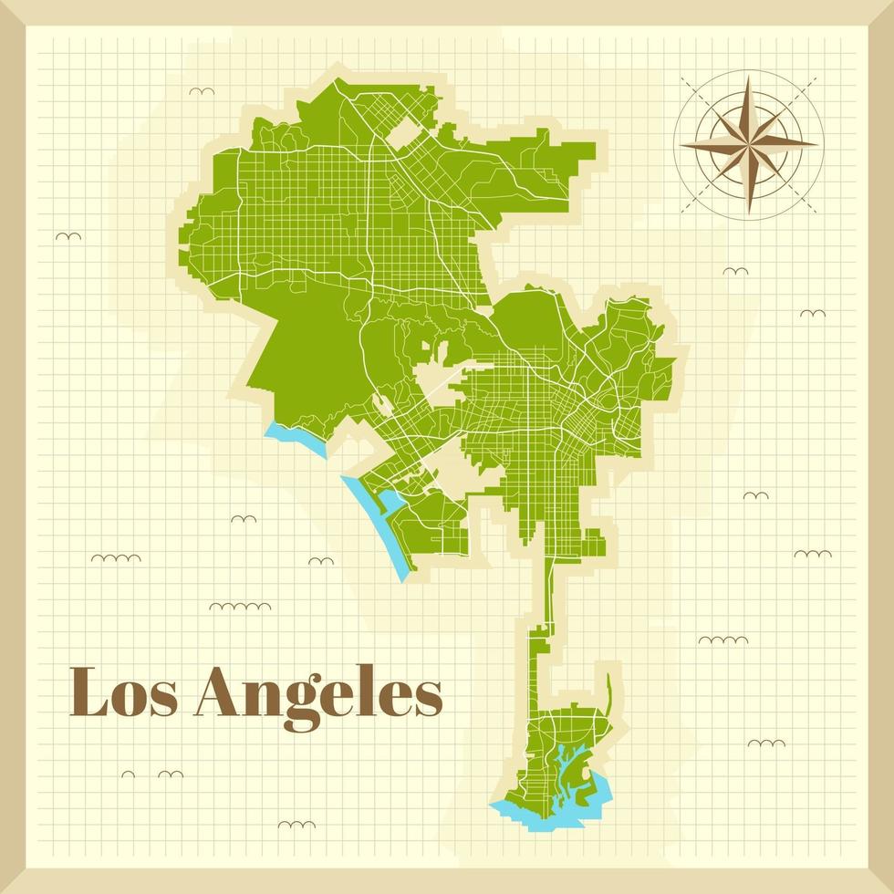 Los Angeles City Map On Paper vector