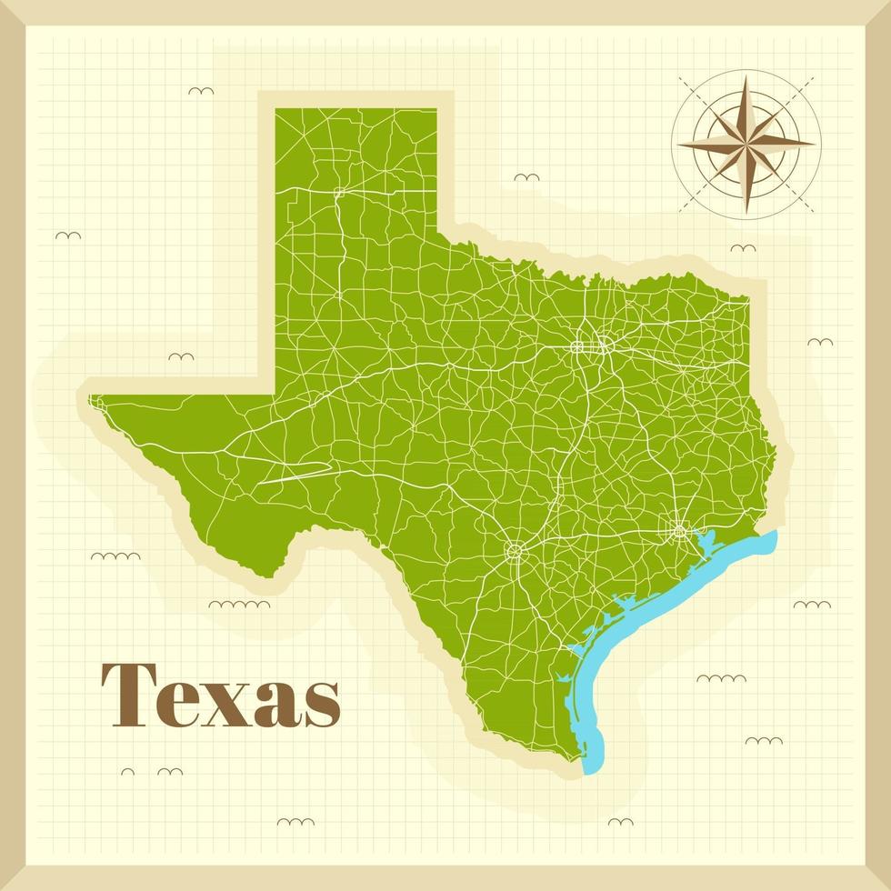 Texas City Map On Paper vector