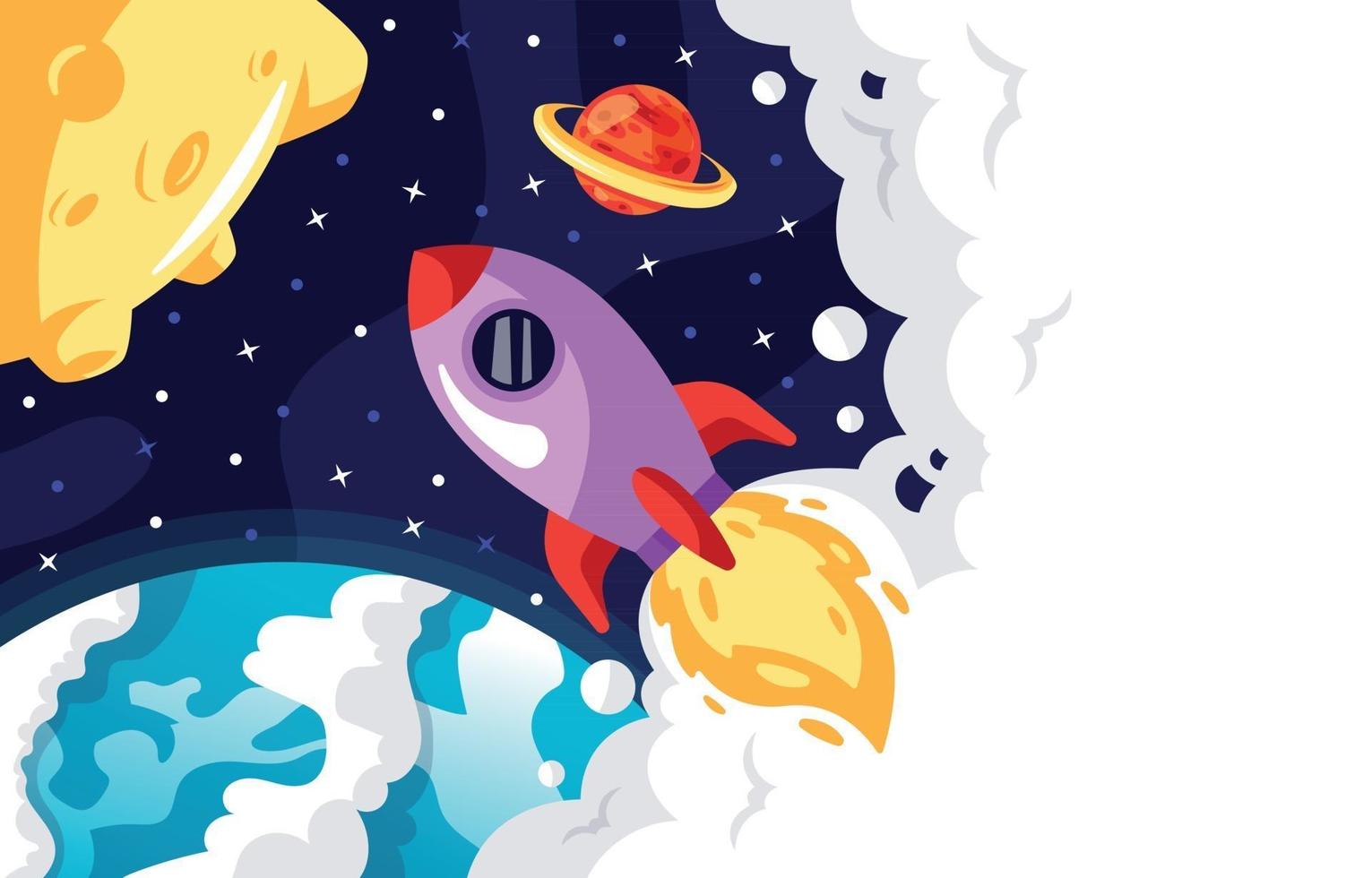 Rocket Traveling Through Space Background vector