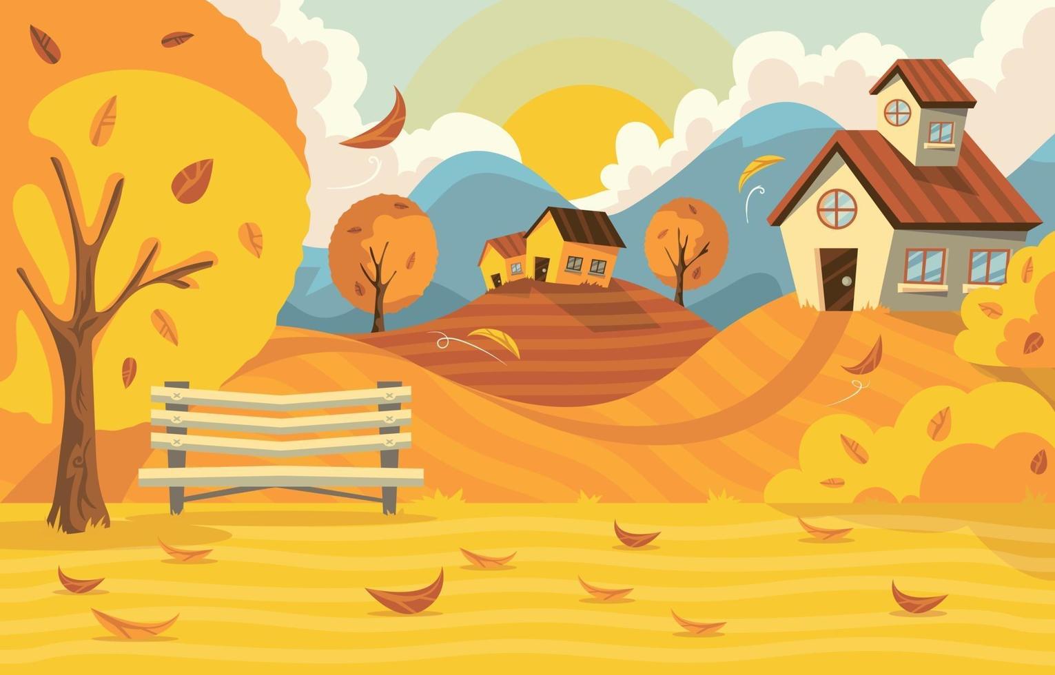 ilustración de paisaje de otoño vector